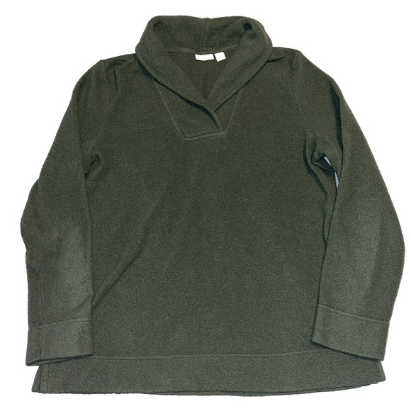 L.L. Bean Sweaters - L L Bean Wool Green Mint Shawl Neck Fleece Sweater Top Shirt Large